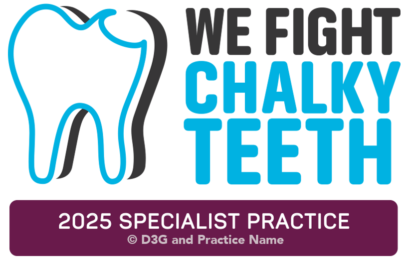 We Fight Chalky Teeth Specialist Practice Logo - Copyright D3G 2023